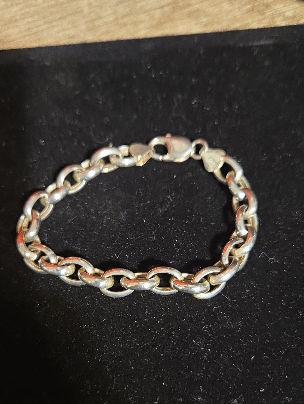 Vintage 925 Sterling Silver Chunky Oval Link Chain Bracelet - 8"